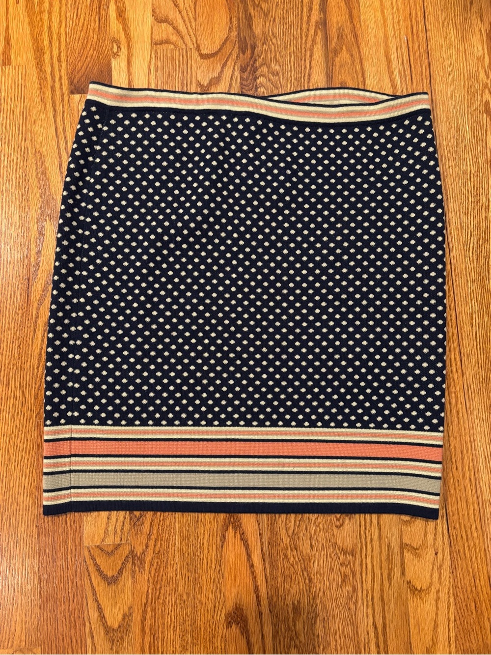 Sparrow for Anthropologie Navy Patterned Merino Wool Skirt